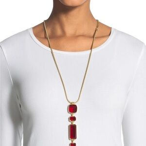 Chic Gold Necklace with Red Accents